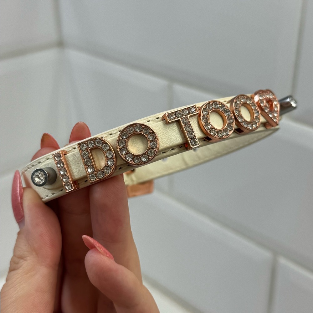 Elegant Cream and Rose Gold 'I DO TOO' Dog Collar